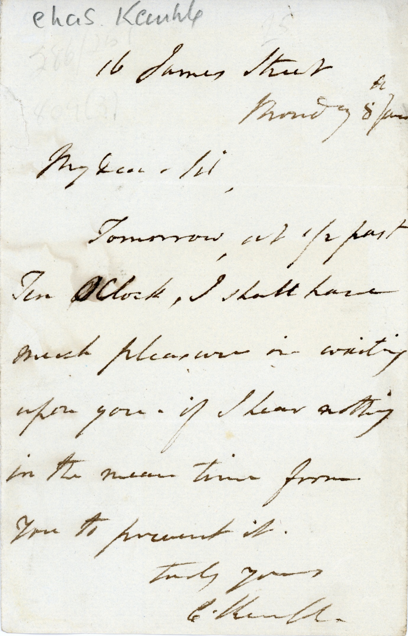 KEMBLE — Autograph Letter Signed to an unnamed correspondent | Sophie Dupré Autographs