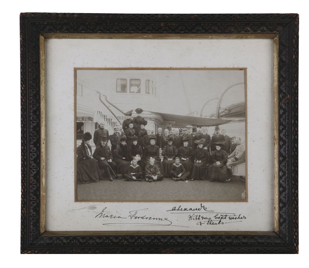 MARIA FEODOROVNA — Delightful group photo signed by both and inscribed by Queen Alexandra | Sophie Dupré Autographs