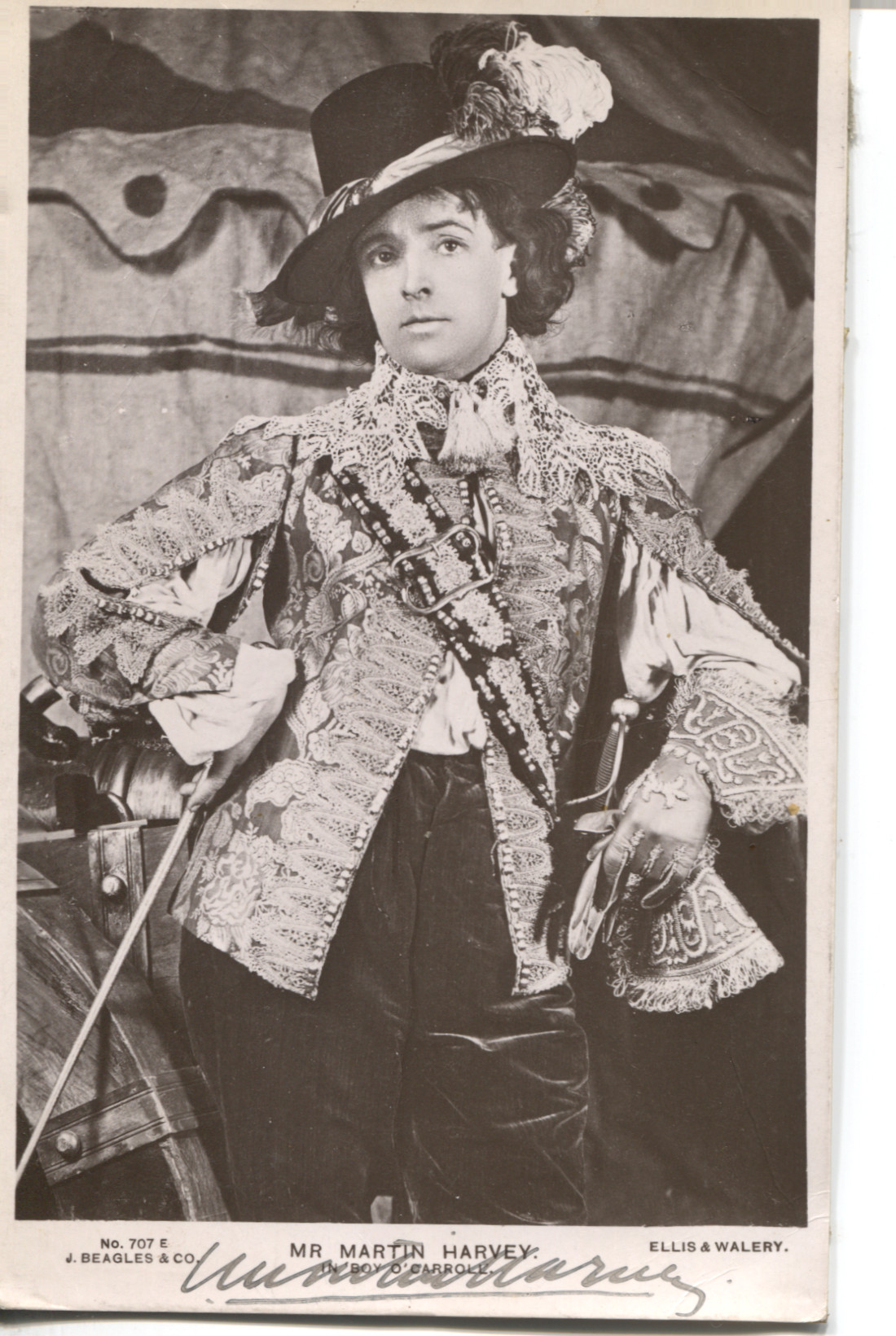 HARVEY — Vintage postcard photo by Ellis & Walery, signed, | Sophie Dupré Autographs