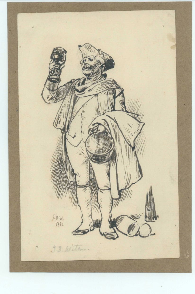WATSON — Fine original pen and ink sketch signed with initials and dated, | Sophie Dupré Autographs