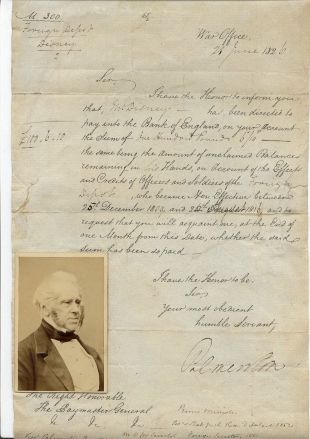 PALMERSTON — Printed letter signed, with the details filled in by hand, to the Paymaster General | Sophie Dupré Autographs