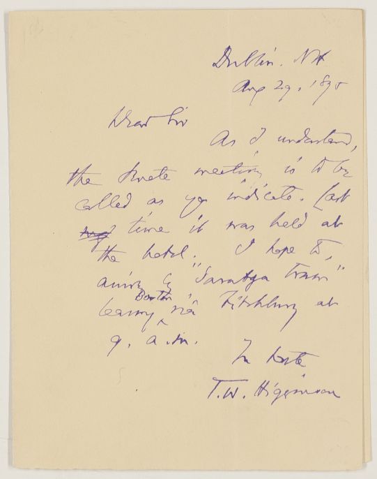 HIGGINSON — Autograph Letter Signed to an unnamed correspondent, | Sophie Dupré Autographs