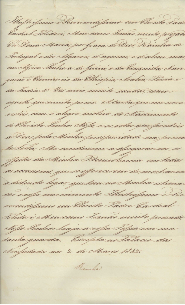 MARIA II DA GLÓRIA — Fine Manuscript letter in Portuguese with translation, signed 'The Queen', | Sophie Dupré Autographs