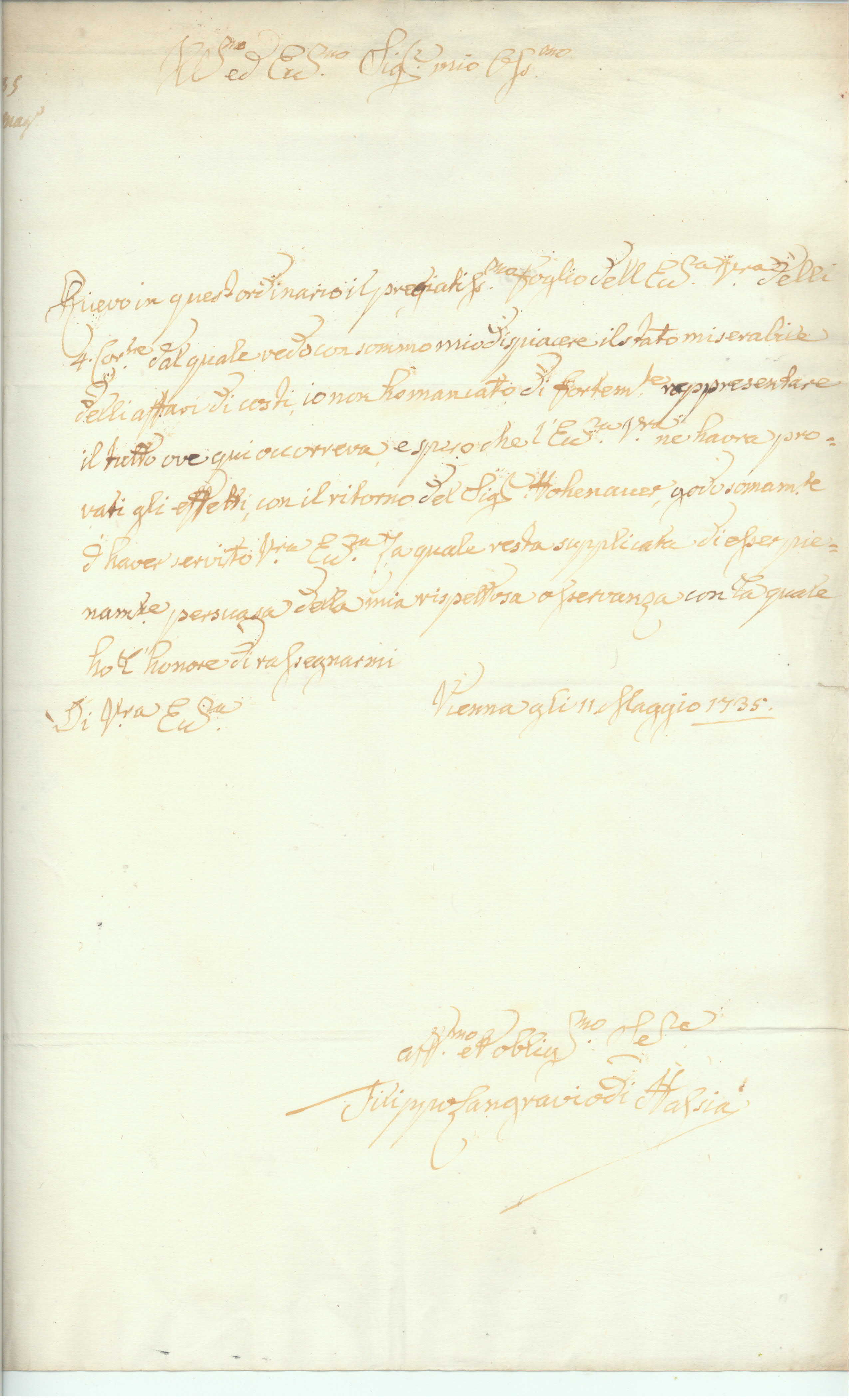 PHILIPP — Autograph Letter in Italian with translation, signed, to an unnamed correspondent, | Sophie Dupré Autographs
