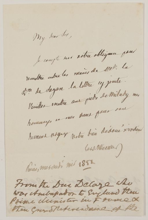 DECAZES — Autograph letter signed to 'My dear Sir' (this in English), | Sophie Dupré Autographs
