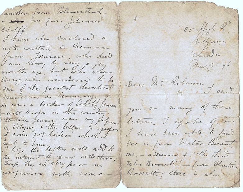 BOROWSKI — Autograph Letter Signed to Mrs. Robinson, | Sophie Dupré Autographs