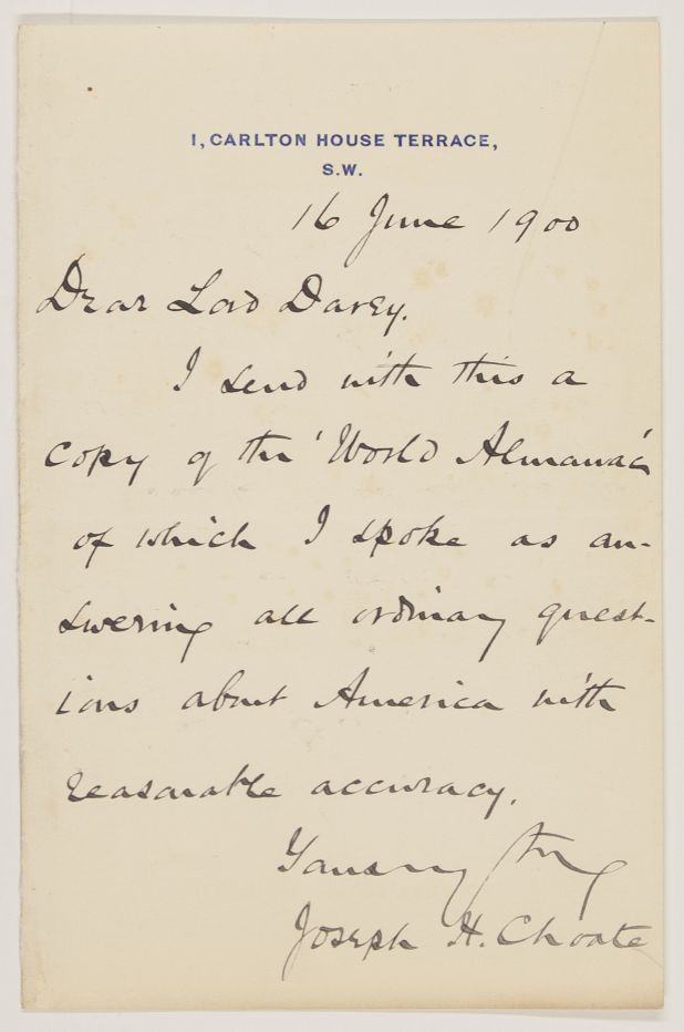 CHOATE — Autograph Letter Signed to Horace, | Sophie Dupré Autographs