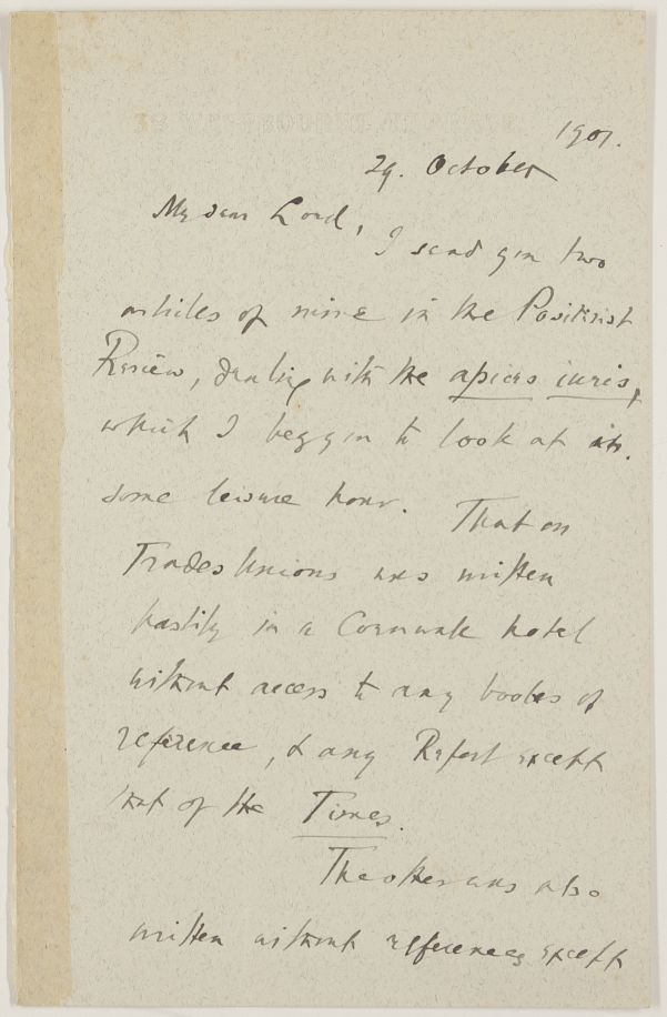 HARRISON — Autograph Letter Signed to 'My dear Lord', | Sophie Dupré Autographs