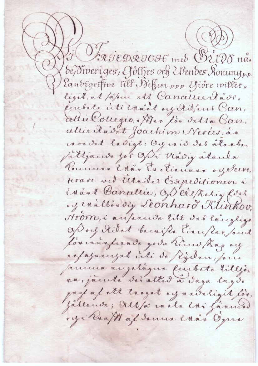 FREDERIK I — Finely penned Document Signed 'Friedrich', | Sophie Dupré Autographs