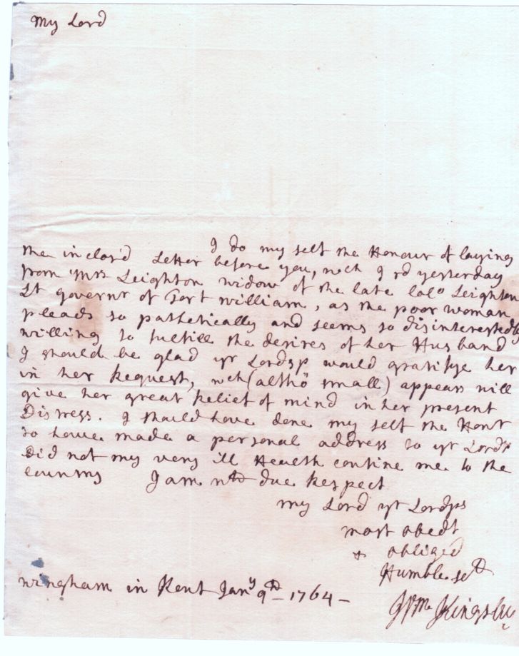 KINGSLEY — Fine Autograph Letter Signed to My Lord, | Sophie Dupré Autographs