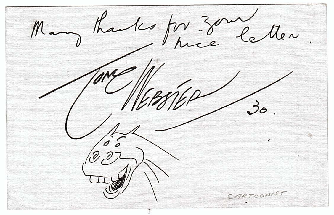 WEBSTER — Autograph Note Signed with a fine signature and and original cartoon | Sophie Dupré Autographs