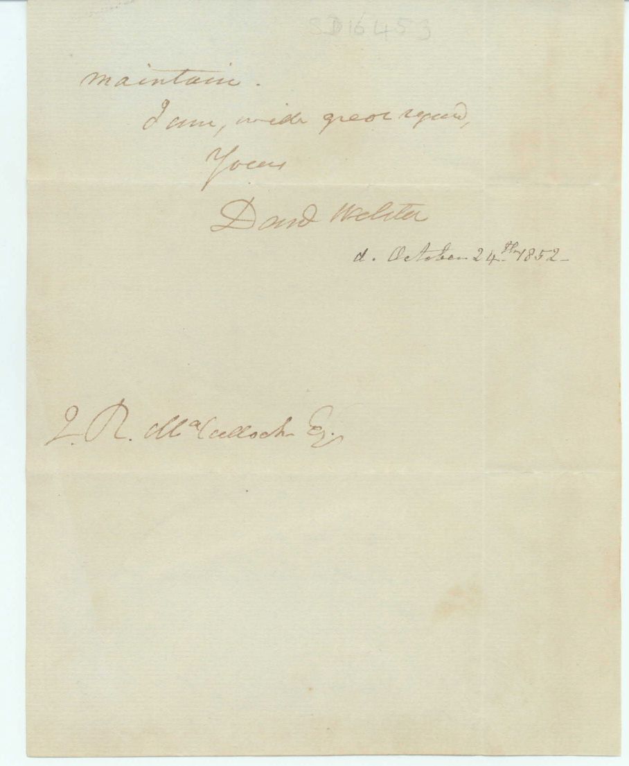 WEBSTER — Autograph letter signed to John Ramsay M'Culloch, | Sophie Dupré Autographs