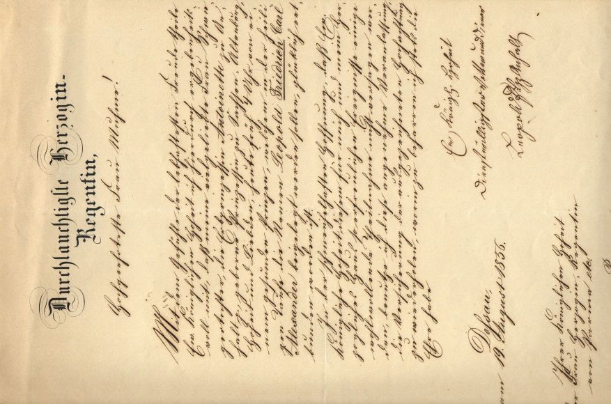 ANHALT — Letter signed, in German with translation, to Louise, | Sophie Dupré Autographs