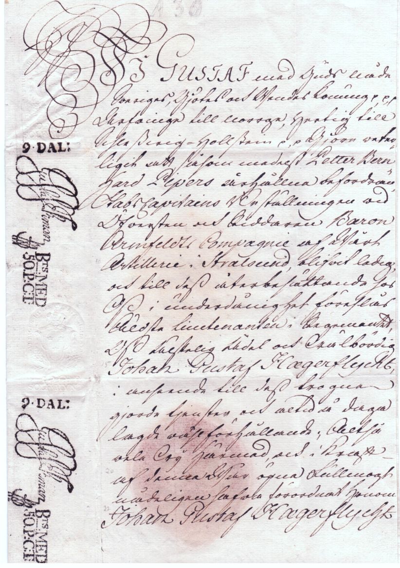GUSTAF III — Letters Patent Signed, in Swedish with translation, | Sophie Dupré Autographs