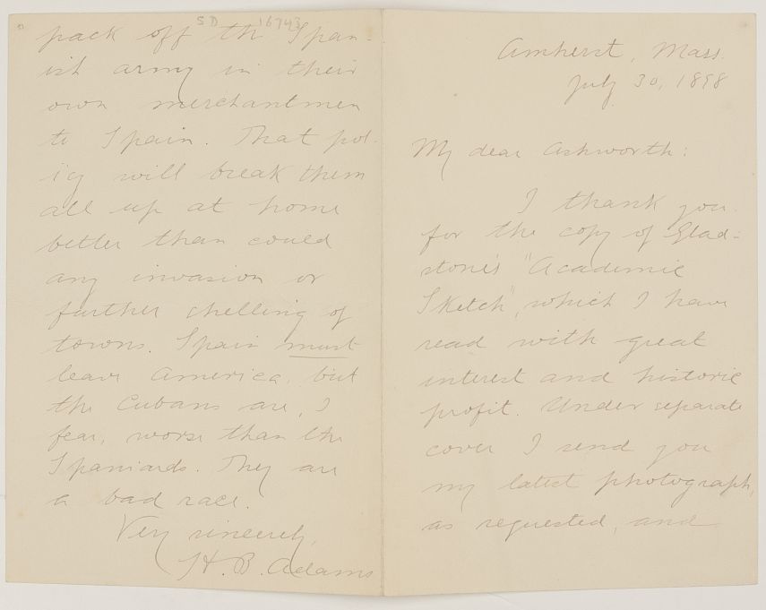 ADAMS — Autograph Letter Signed to 'My dear Ashworth', | Sophie Dupré Autographs
