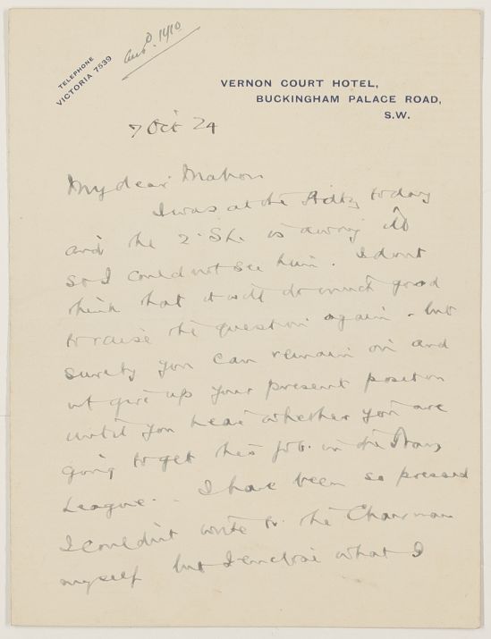 FIELD — Autograph Letter Signed to Captain Hartland Mahon, | Sophie Dupré Autographs