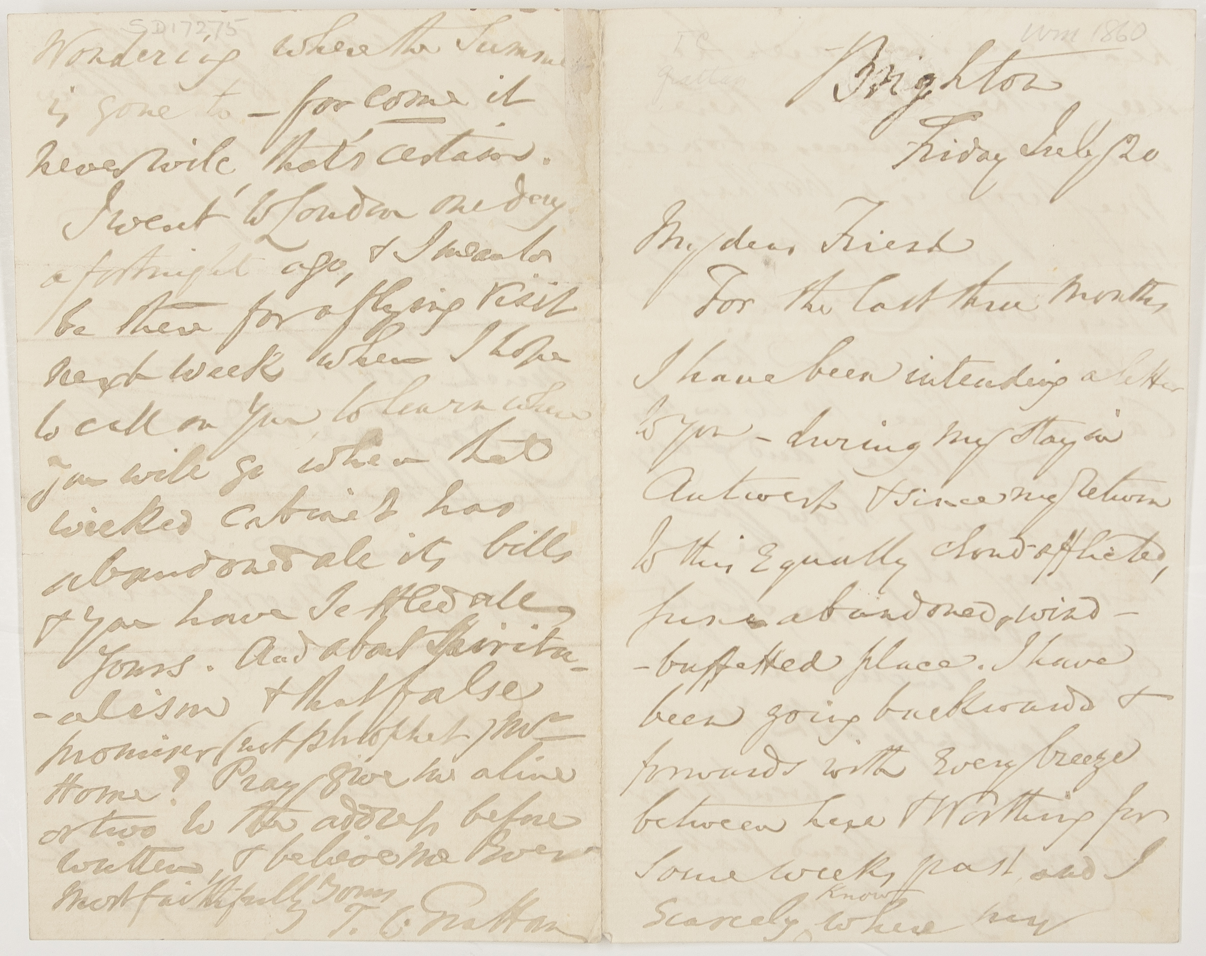 GRATTAN — Autograph Letter Signed to 'My dear Friend', | Sophie Dupré Autographs