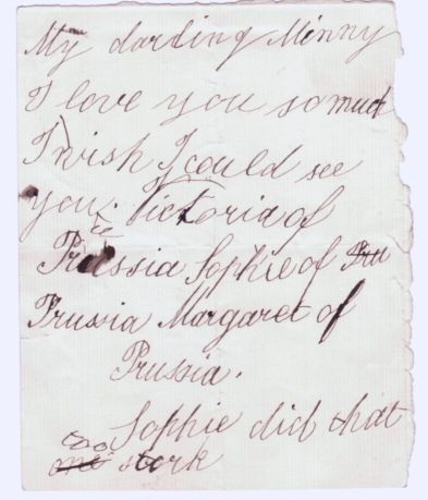 VICTORIA — Letter in English to their governess, My darling Minny, | Sophie Dupré Autographs