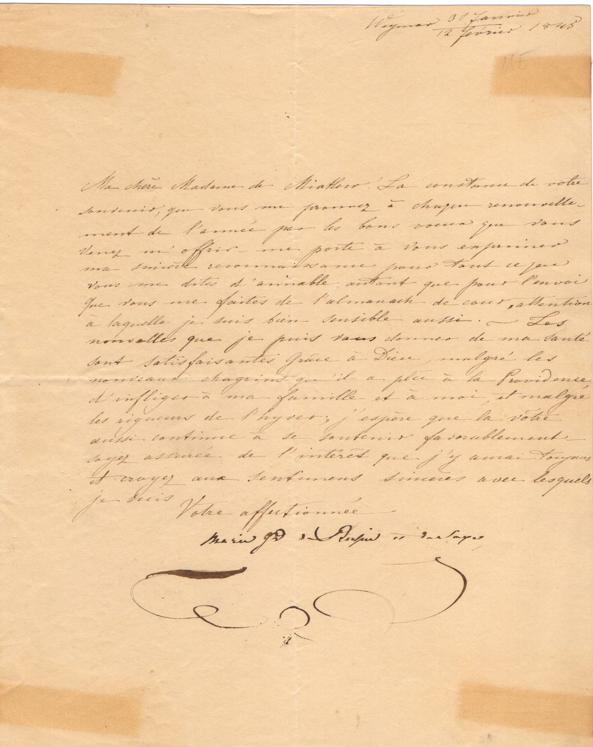 MARIA PAVLOVNA — Letter signed 'Marie GD de Russie et de Saxe', to Madame de Miatlew, | Sophie Dupré Autographs