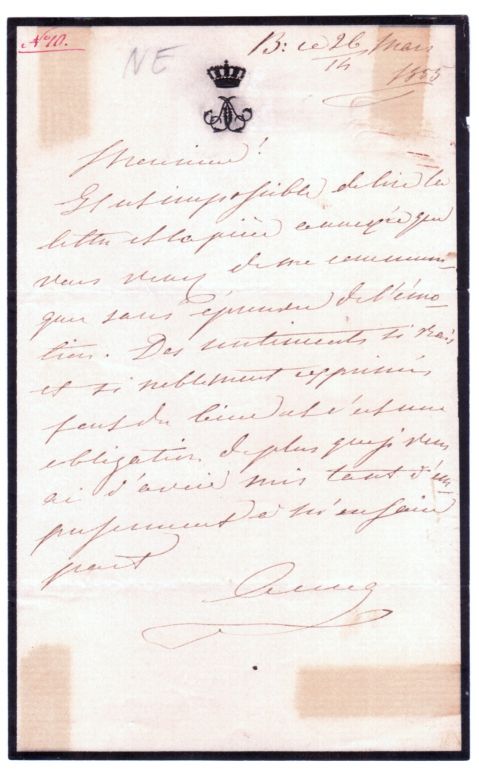 ANNA PAVLOVNA — Autograph letter signed to 'Monsieur', in French with translation, | Sophie Dupré Autographs