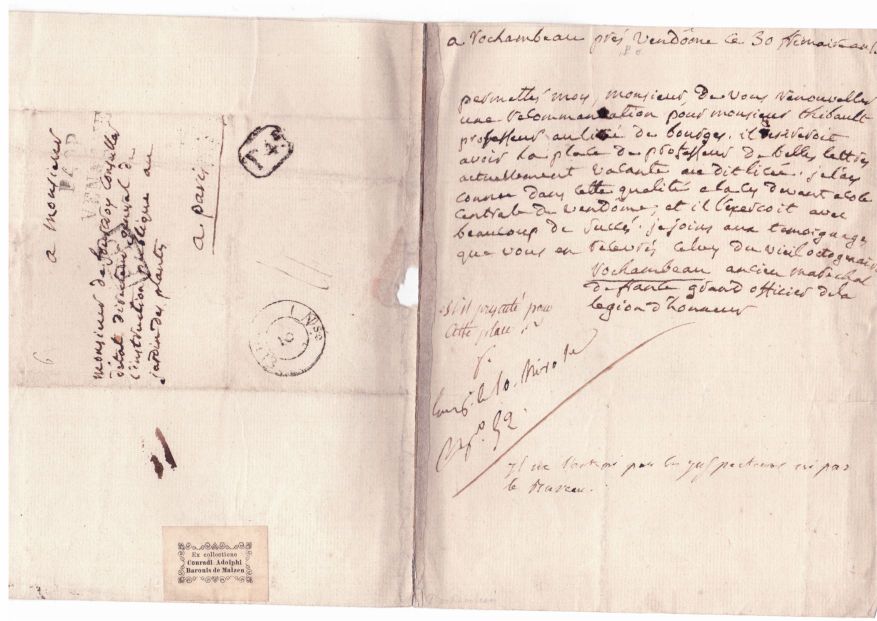 ROCHAMBEAU — Autograph letter signed to  Antoine-François de FOURCROY, | Sophie Dupré Autographs