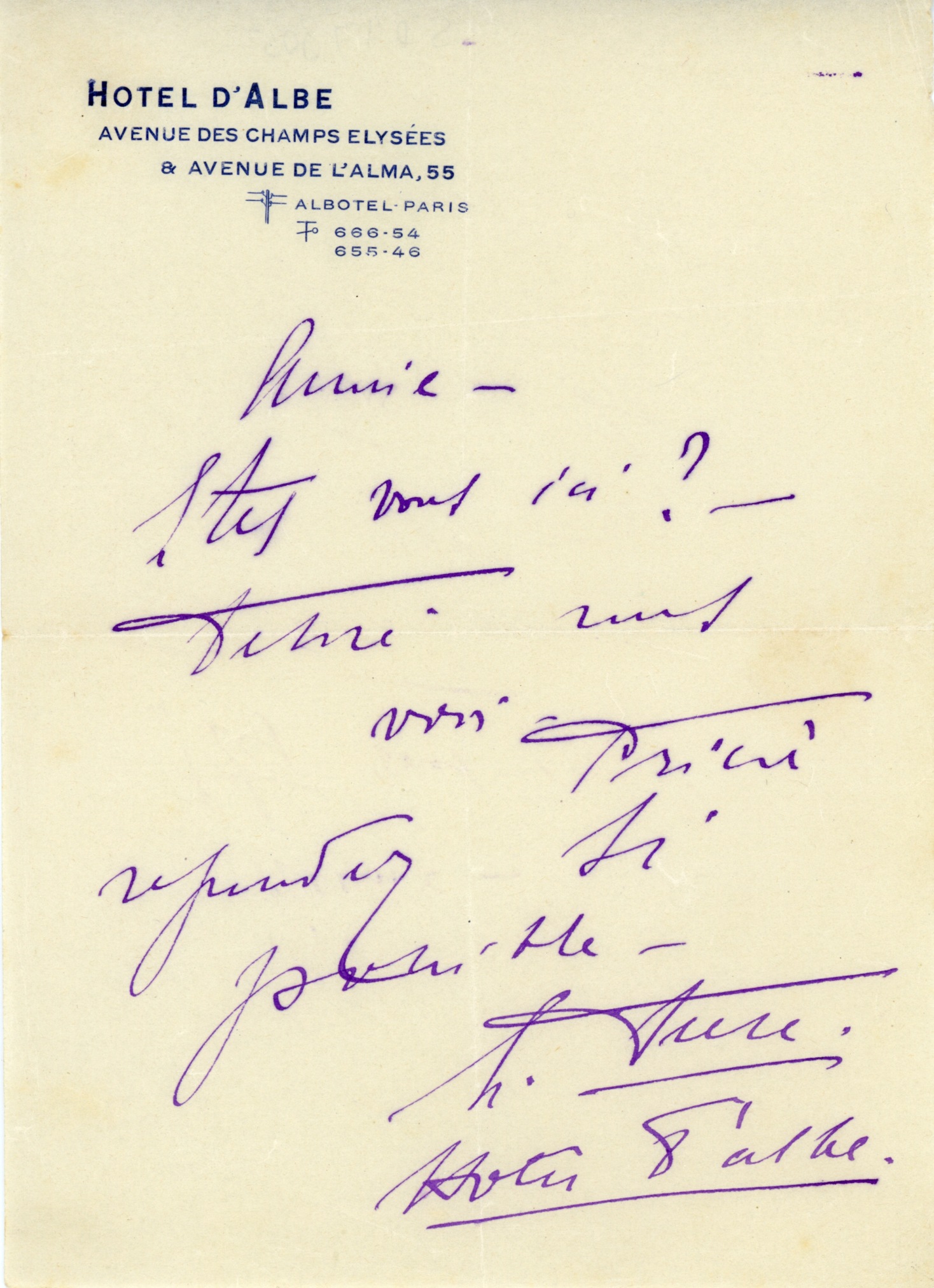 DUSE — Autograph letter signed to 'Annie', | Sophie Dupré Autographs