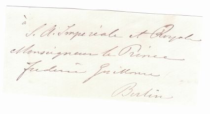 CARL XV — Autograph address in French to Emperor Friedrich III | Sophie Dupré Autographs