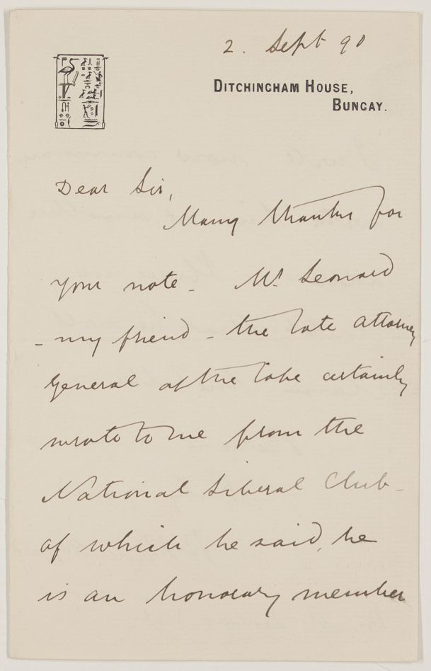 HAGGARD — Autograph Letter Signed to R. M. Leonard, | Sophie Dupré Autographs