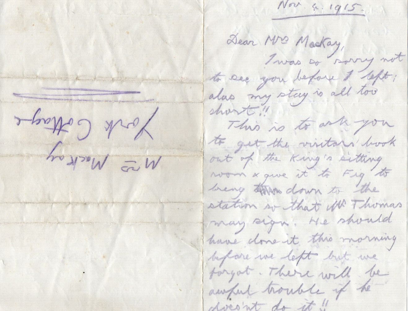 EDWARD VIII — Fine Autograph Letter signed Edward in purple crayon to Mrs Mackay, the housekeeper at Sandringham | Sophie Dupré Autographs
