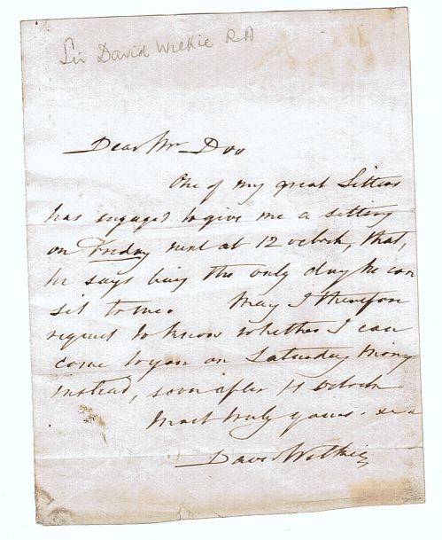 WILKIE — Autograph Letter Signed to Mr Dee, | Sophie Dupré Autographs