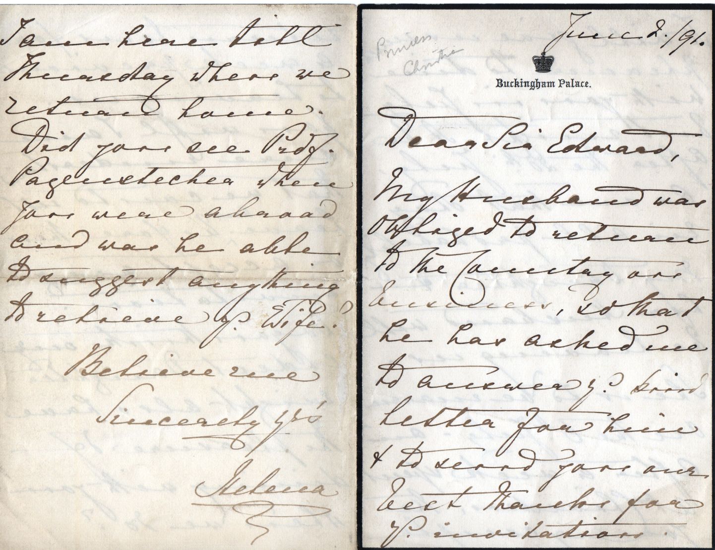 HELENA — Fine Autograph Letter Signed to Sir Edward, | Sophie Dupré Autographs