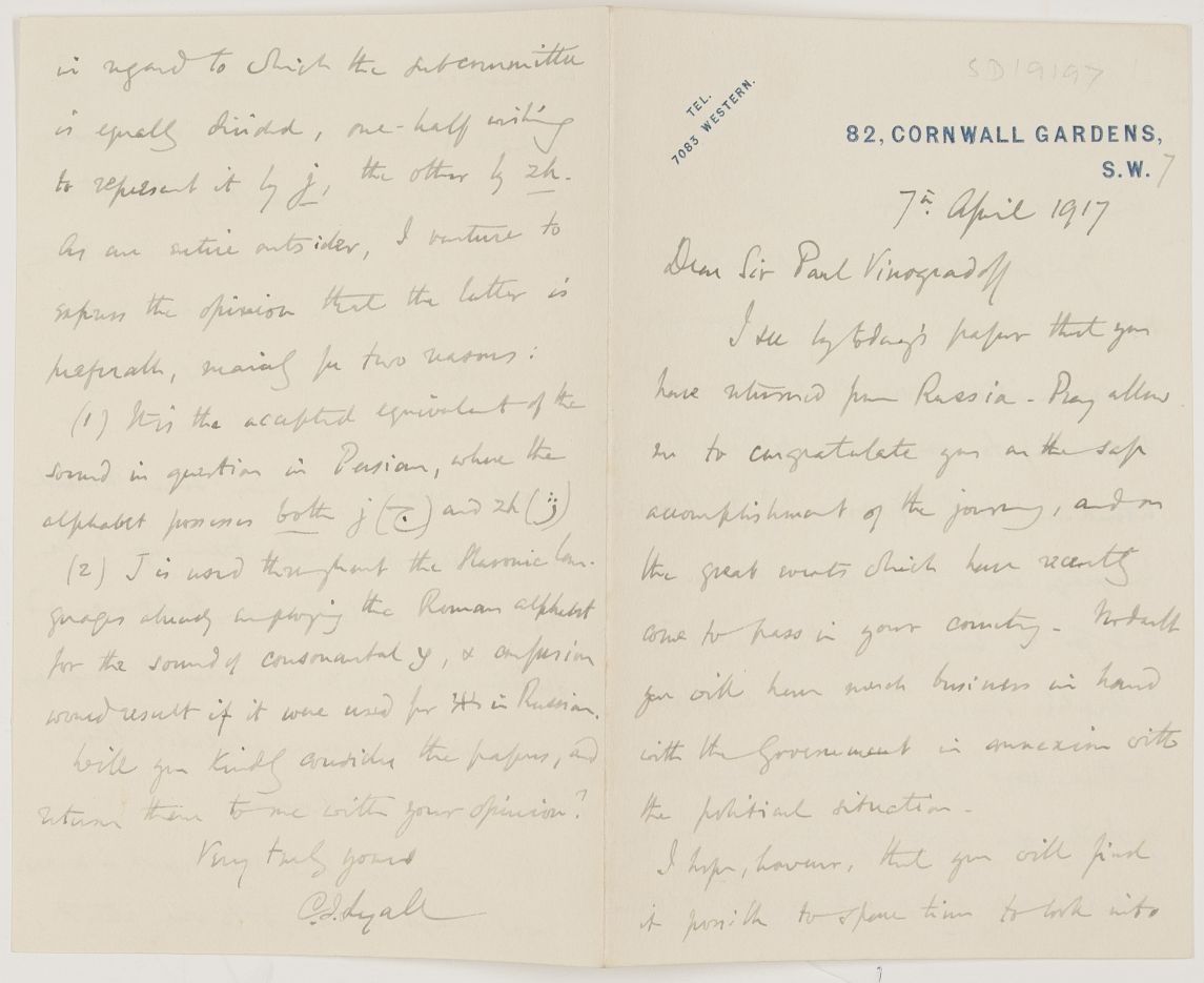 LYALL — Autograph Letter Signed to Sir Paul Vinogradoff, 1854-1925, the Russian-born legal historian, | Sophie Dupré Autographs