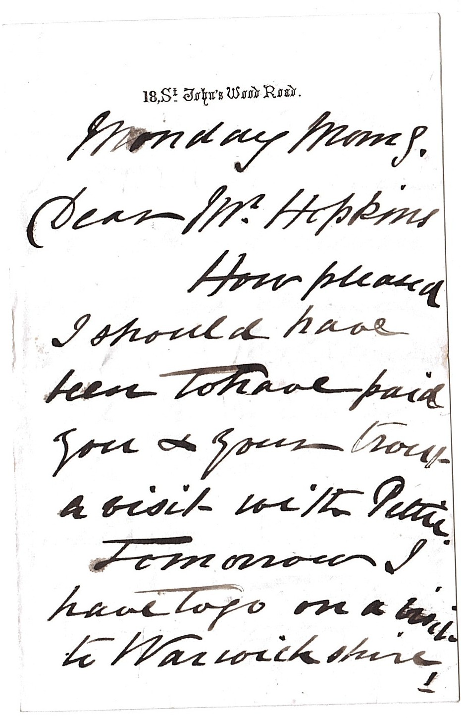 DAVIS — Autograph Letter Signed to Mr Hopkins, | Sophie Dupré Autographs