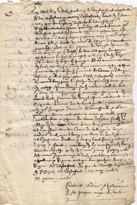 TESTEFORT — Notarial extract from their quitclaim of 1604, | Sophie Dupré Autographs