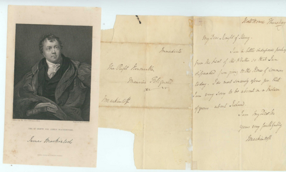 MACKINTOSH — Autograph Letter Signed to My Dear Knight of Kerry, | Sophie Dupré Autographs