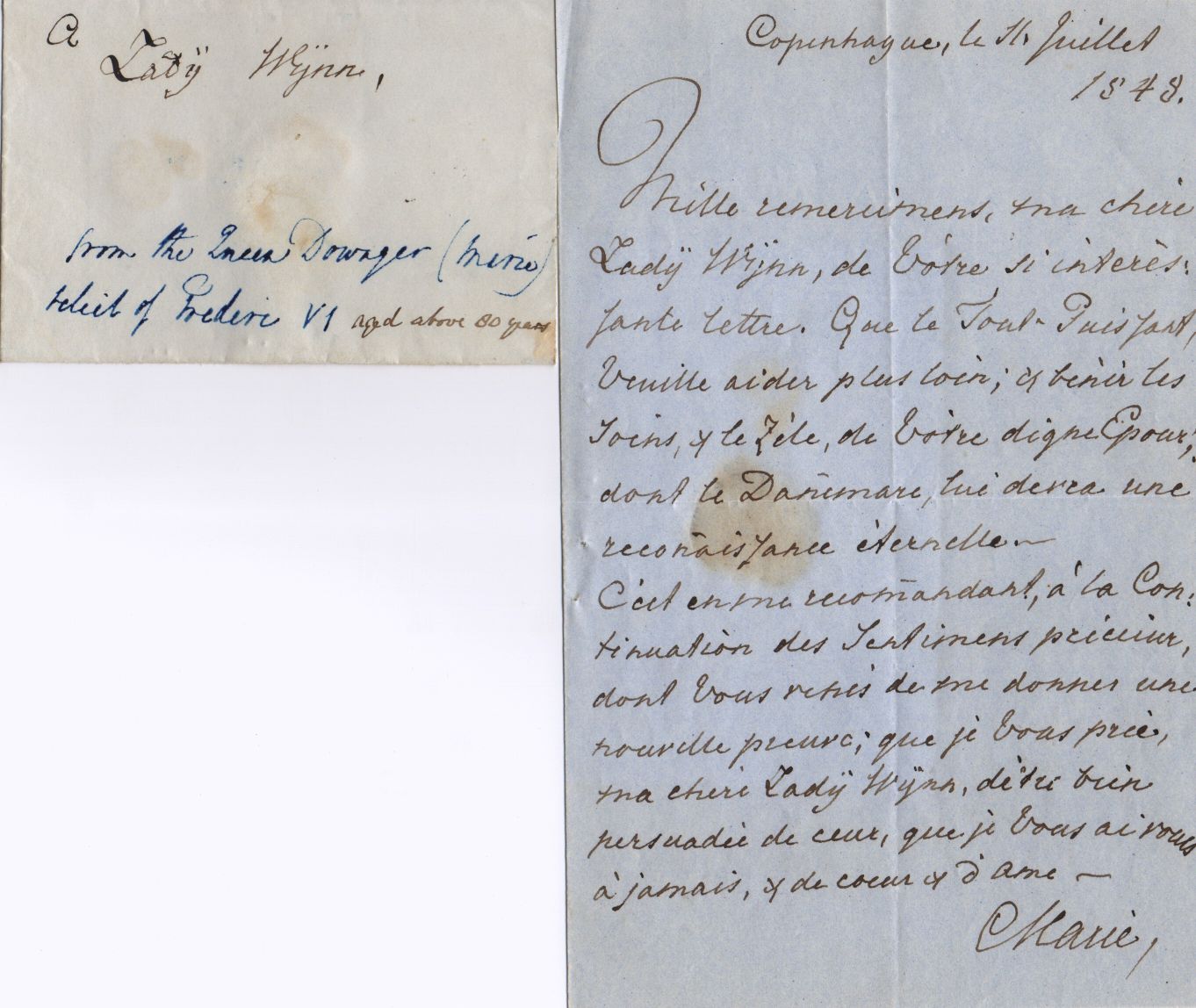 MARIE — Autograph Letter Signed in French with translation to Lady Wynn, | Sophie Dupré Autographs