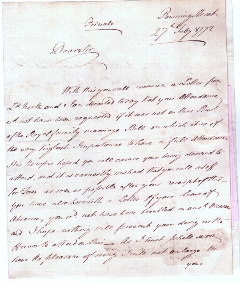 ROBINSON — Autograph Letter Signed to Captain Curry, M.P., | Sophie Dupré Autographs