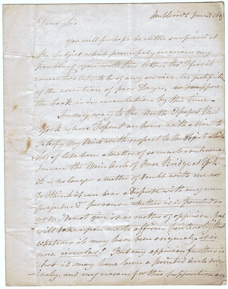 ARNALD — Autograph Letter Signed to Edward Wedlake Brayley, 1773-1854, the topographer | Sophie Dupré Autographs