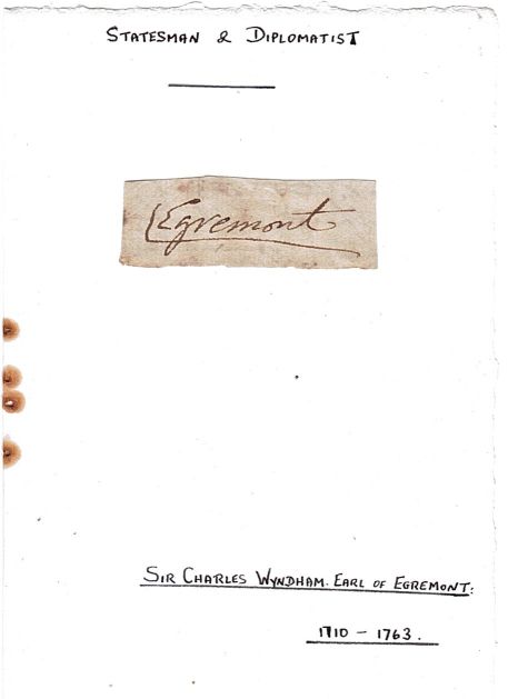 EGREMONT — Signature on piece, | Sophie Dupré Autographs
