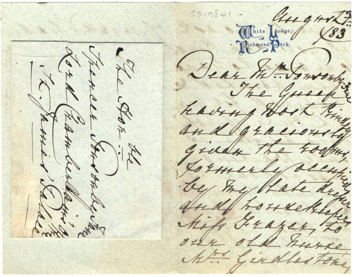 MARY ADELAIDE — Autograph Letter Signed to the Hon. (later Sir) Spencer Ponsonby-Fane, 1824-1915, | Sophie Dupré Autographs