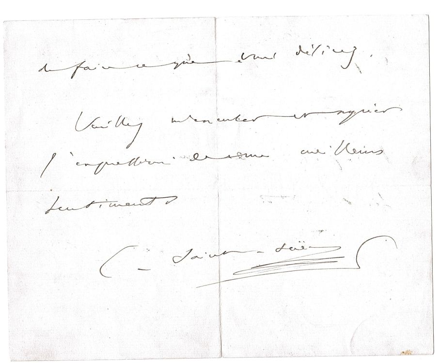 SAINT-SAËNS — Autograph Letter Signed in French with translation, to 'Dear Sir', | Sophie Dupré Autographs