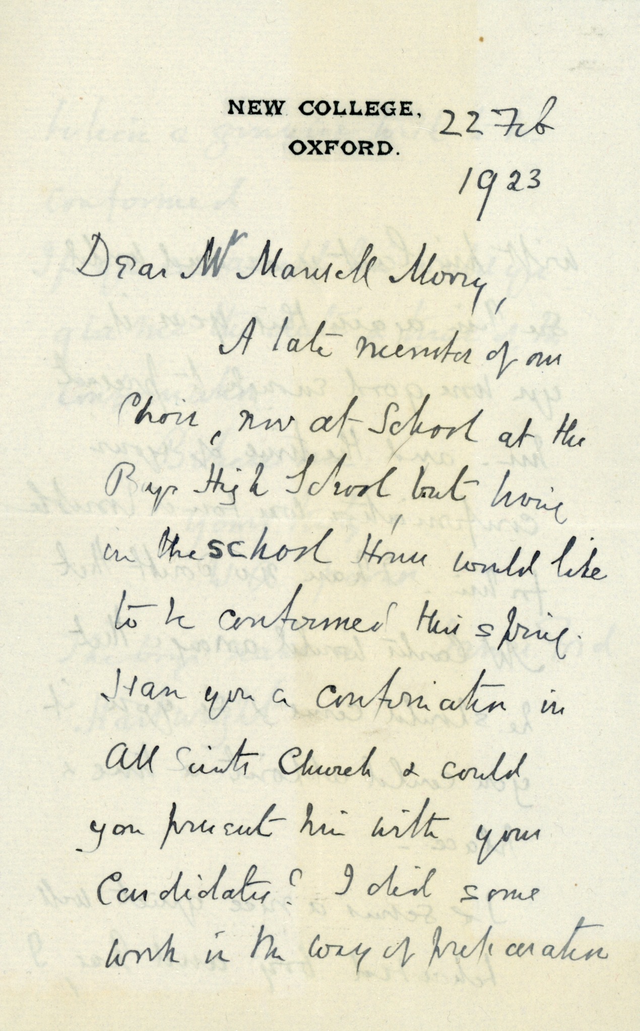 SPOONER — Autograph Letter Signed to Mr Mansell Morny, | Sophie Dupré Autographs