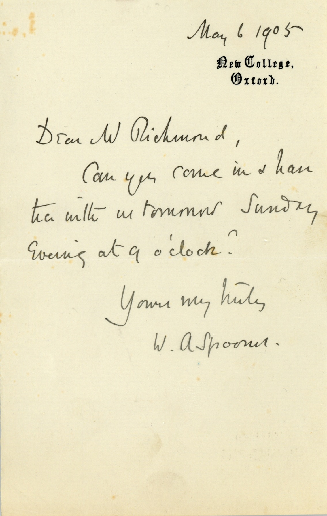 SPOONER — Collection of 4 Autograph Letters Signed to Richmond, | Sophie Dupré Autographs