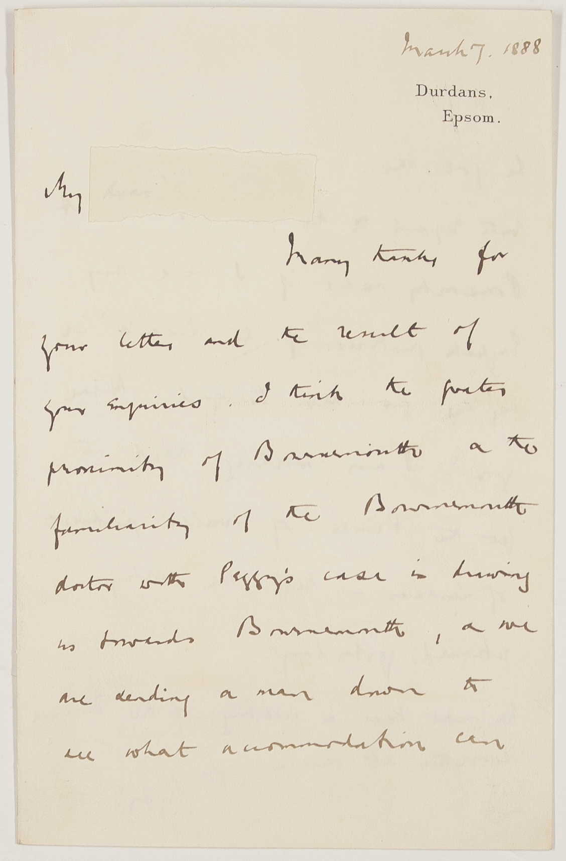 ROSEBERY — Autograph Letter Signed with initials, the name of the recipient erased and covered with paper, | Sophie Dupré Autographs