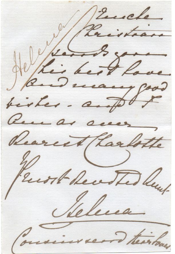HELENA — Autograph note signed  'Yr most devoted Aunt Helena' to  Princess Charlotte | Sophie Dupré Autographs