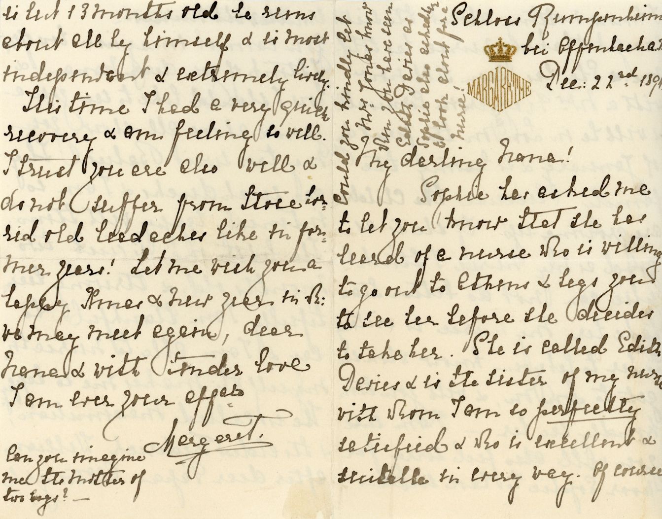MARGARETE — Fine Autograph Letter Signed to my darling Nana | Sophie Dupré Autographs