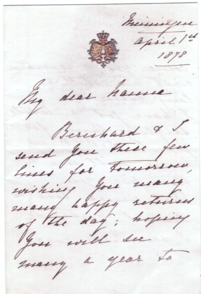 CHARLOTTE — Fine Autograph Letter Signed Charlotte & Bernhard to My dear Nana, | Sophie Dupré Autographs