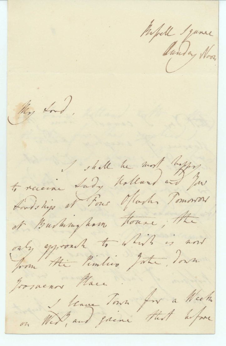 LAWRENCE — Autograph Letter Signed to 'My Lord' Holland | Sophie Dupré Autographs