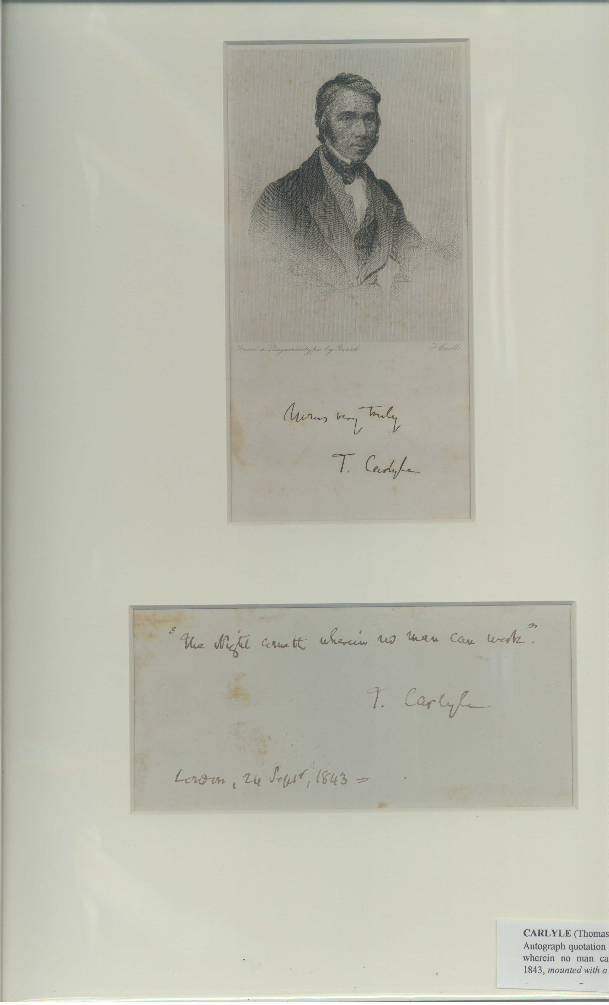 CARLYLE — Autograph quotation signed and dated, | Sophie Dupré Autographs