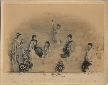 VICTORIA — Superb inscribed Tableau Vivant 'Flash Light' photo representing 'The New Year', by Hughes & Mullins, | Sophie Dupré Autographs